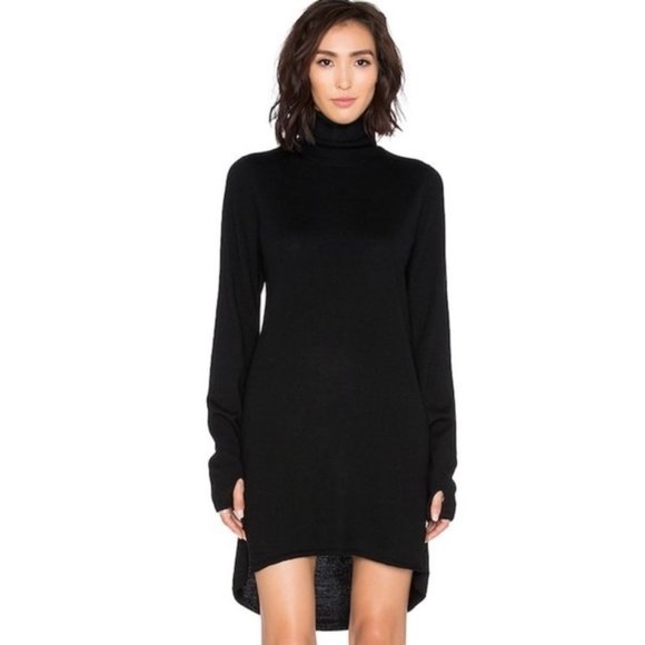 One Teaspoon Superior Merino Knit Funnel Turtleneck Dress Jet Black Size XXS - Picture 5 of 16